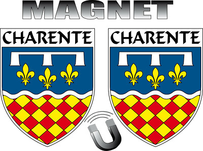 2 Magnets écussons Département 16 Charente – Blason Magnétique 4x5cm – Neufs