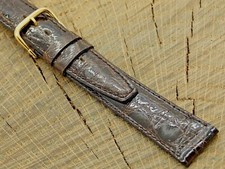 Hadley Kalbe Vintage Watch Band NOS Unused Crocodile w Gold Tone Buckle 16mm