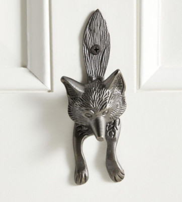 Sly Fox Door Knocker Anthropologie Animal Head Shape Cast Brass Dark Gray  NEW