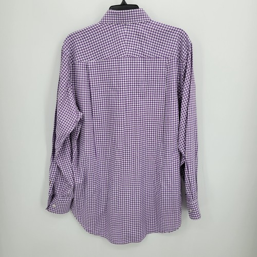 J McLaughlin Shirt Mens Large Purple White Plaid Long Sleeve Button Down - Picture 2 of 9