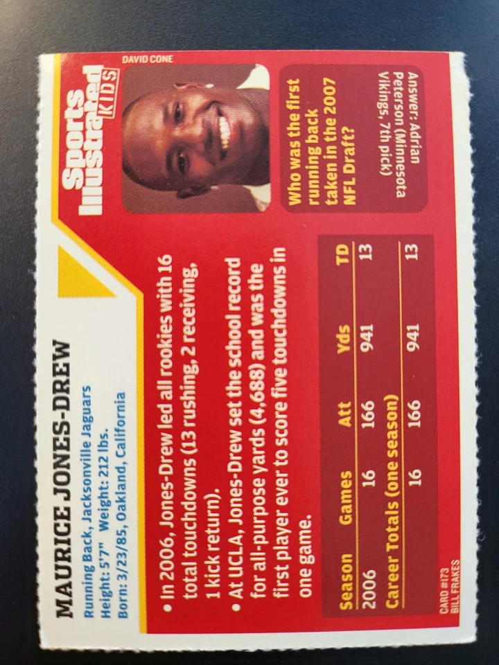 2007 SI Sports Illustrated for Kids Maurice Jones Drew Card #173 - Image 2 of 2