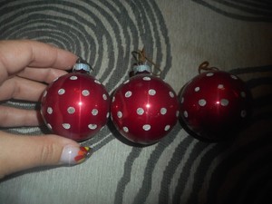 Vintage Lot Of 3 Shiny Brite Glass Christmas Ornaments Burgundy W