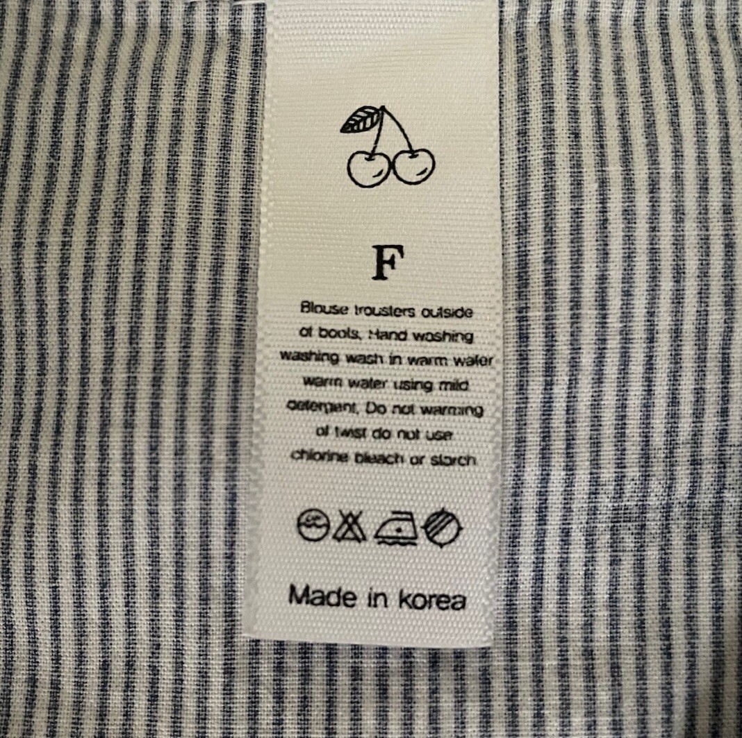 sherry brand women's size F white blue bicycle striped button top shirt blouse