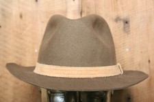 Vintage BOLLMAN Brown Wool Fedora w/Tan Suede Band Sz. M Fits 7 to 7 1/8 