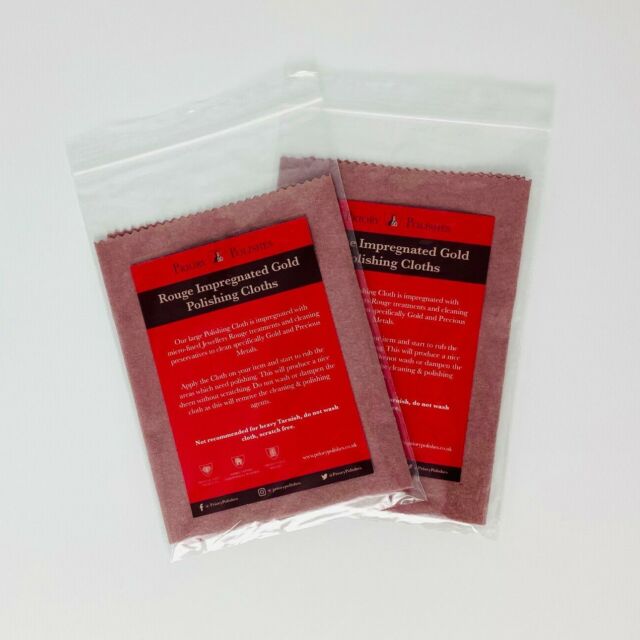 2 x JEWELLERY ROUGE CLOTHS (CLEANING GOLD ETC) Cleaners & Polish - Free P&P