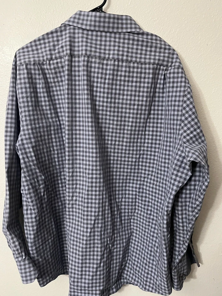 Perry Ellis Portfolio Men’s Long Sleeve Blue Plaid Classic Fit Shirt Button 18 - Image 2 of 4