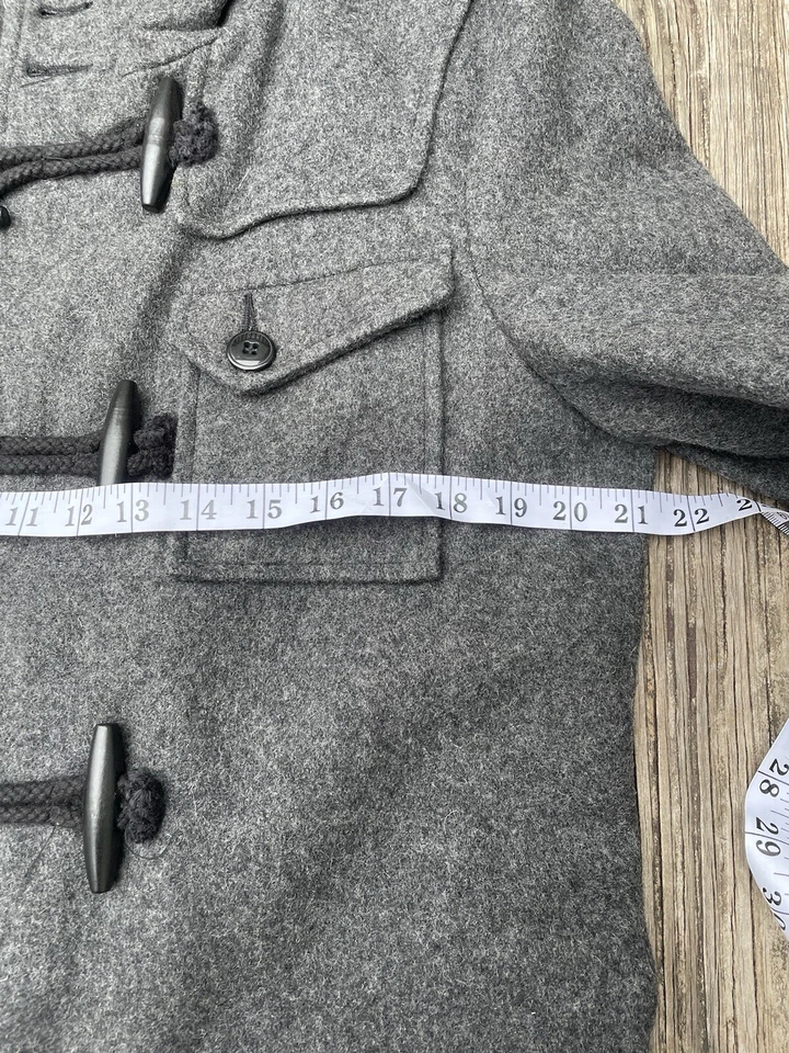 Abrigo Schott NYC Talla S Lana Con Capucha Chaquetón Lona Palanca Botón Gris De Colección Foto 4 de 4