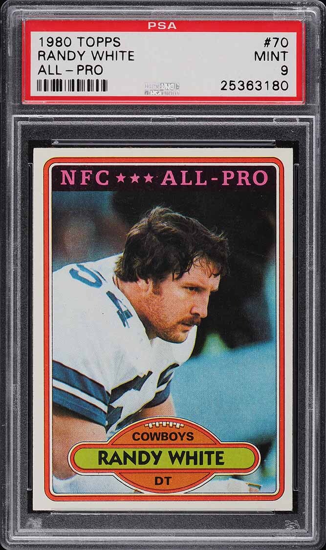 1980 Topps FB Card # 70 Randy White Dallas Cowboys HOF ALL-PRO PSA 9 MINT