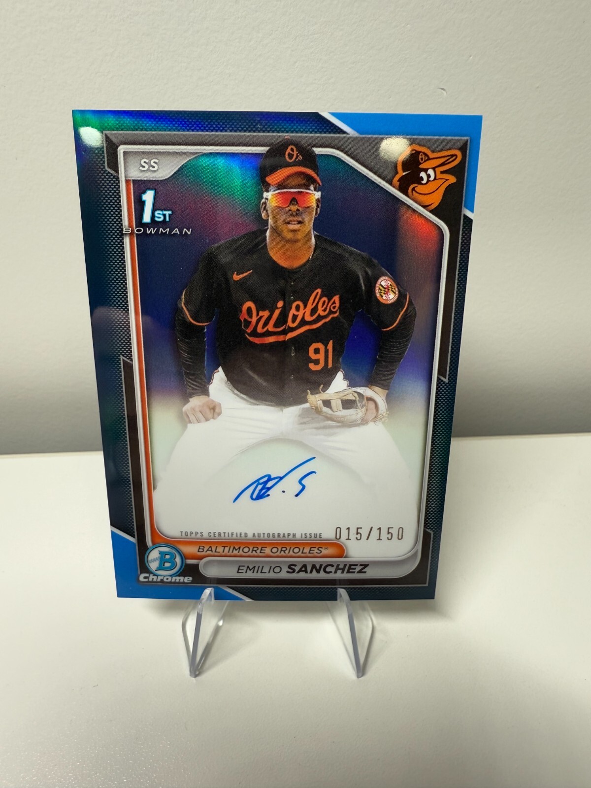 Emilio Sanchez 2024 Bowman Chrome 1st Blue Refractor Auto /150 #CPA-ES Orioles