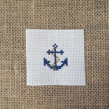 Finished Cross Stitch Mini Anchor Piece for DIY Crafts