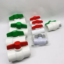  LOT OF 9 PVC SOCKET BALL VALVE INLINE  SLIP X SLIP  (DIFFERENT SIZES)