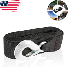 Boat Winch Strap With Hook 2" x 20ft 10000lb Maximum Break Pull Safety Black NEW
