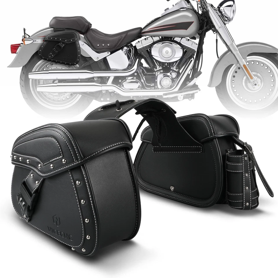 Motorcycle Saddlebags Side Luggage Saddle Bags For Honda Harley Suzuki Yamaha - Image 2 of 4