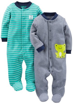 Simple Joys Baby Boy's 2 pack Cotton Footed Sleep and Play Sleepwear, Navy St...