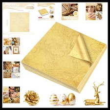 400Pcs Gold Leaf Sheets, 5.1"x5.1" Imitation Transfer Gold Leaf Sheets for Ar...