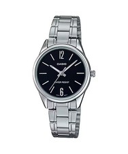 Casio LTP-V005D-1B Women's Standard Stainless Steel Black Dial Analog Watch