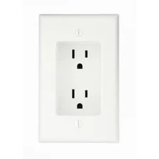 Leviton 15A Recessed Electrical Outlet 2 Power Outlets Flush Mount White