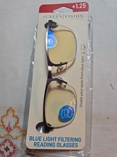 ICU Screen Vision Reading Glasses 1.25 Gun Metal Frames Blue Light Filter New