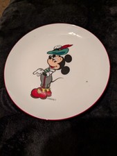 Vintage West German Disney Mickey Mouse in Lederhosen Plate- Rettuter Porzellan