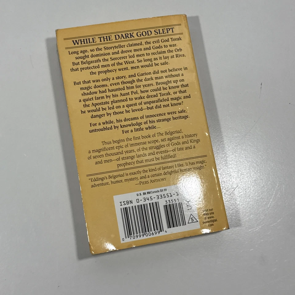 Pawn of Prophecy Paperback Book by David Eddings 1982 Del Rey Vintage Fantasy - Image 3 of 3