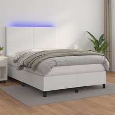 Boxspringbett Matratze LED Bett Bettgestell Polsterbett Kunstleder vidaXL