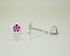 14k White Gold CZ Star Stud Earrings