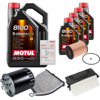FEBI Inspektionspaket 9L MOTUL 8100 X-CLEAN 0W-30 für Mercedes-Benz E-Klasse