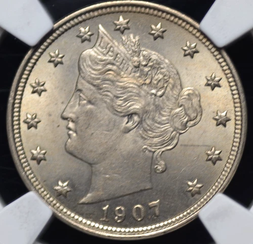 1907 LIBERTY "V" NICKEL NGC MS 63 WELL STRUCK AND CRISP SILVERY BRUSHED NICKEL