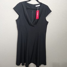 Rosegal Dress Womens L Size US 18 Black Cap Sleeve Midi Lightweight Flowy