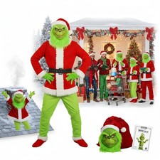 Grinch Santa Costume 7PCS for Men   Delivery in 8  10 Days