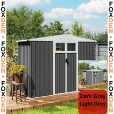 Metal Garden Shed 8 x 4ft Outdoor Storage Tools Equipment Bike Shelter Ladders