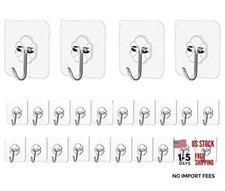 Adhesive Hooks Kitchen Wall Hooks - 24 Packs Heavy Duty 24lb Max Nail Free