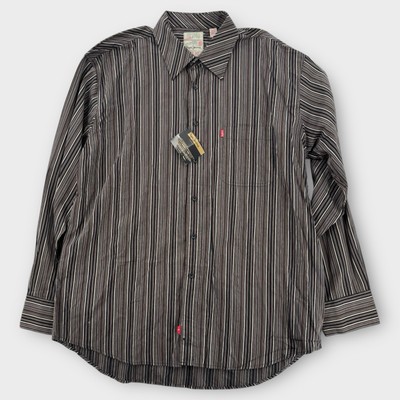 Pepe Jeans Button Down Shirt Mens 3XL Brown Black Striped Long Sleeve Cotton NWT