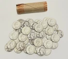 1932 - 1964 WASHINGTON 90% SILVER QUARTERS —$10 FACE VALUE—LOT OF 40 COINS/ROLL