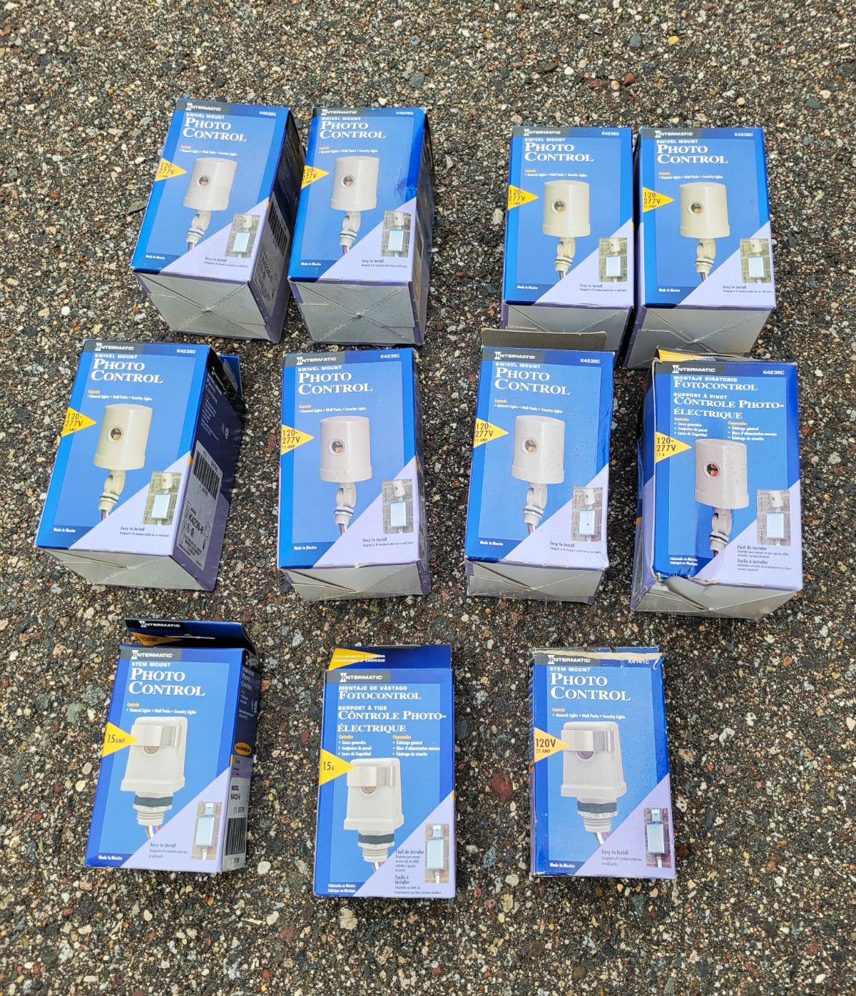 Intermatic Photo Control Outdoor Light Sensor Controller Stem Mount, Set Of 11