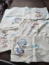 Vintage Embroidered Flour Sack Dish Towels Monday Thru Friday