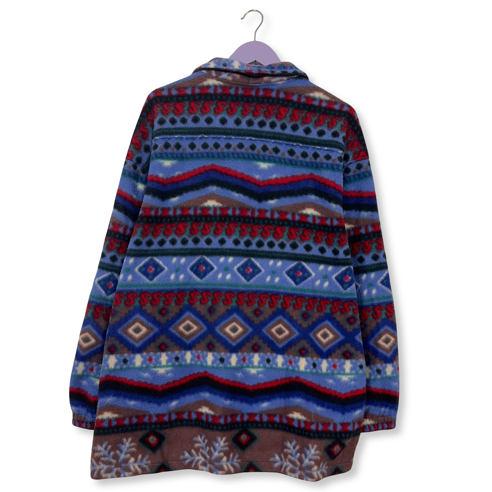 Vintage Blue And Red Abstract Pattern Fleece 80s 90s - Size XL Men image 2