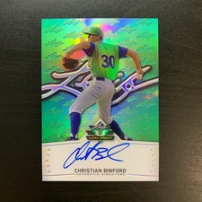 2014 Leaf Valiant Autograph Christian Binford #BA-CB1 Green Holo Rookie Auto