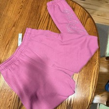 Victoria s Secret PINK Ivy Fleece Campus Sweatpants Red Violet Diamant Small
