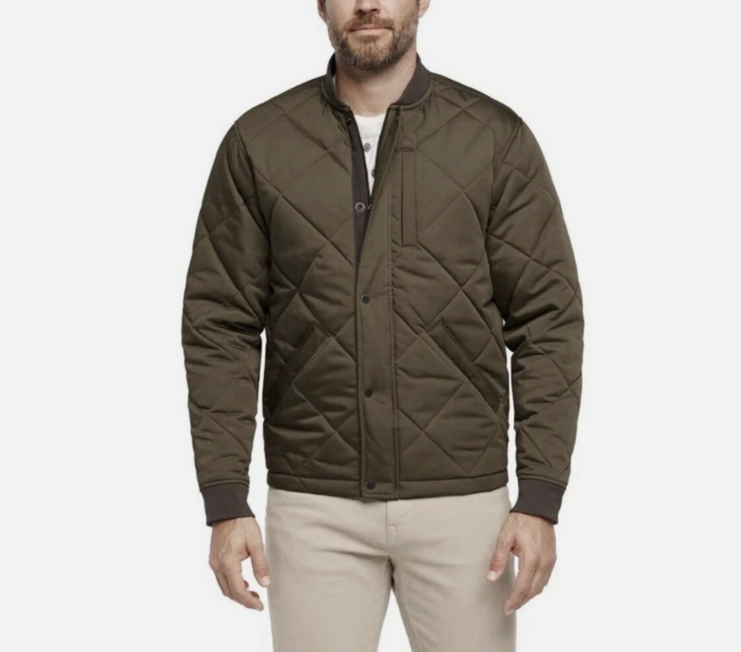 banana republic mens quilted bomber jacket L Green or Black