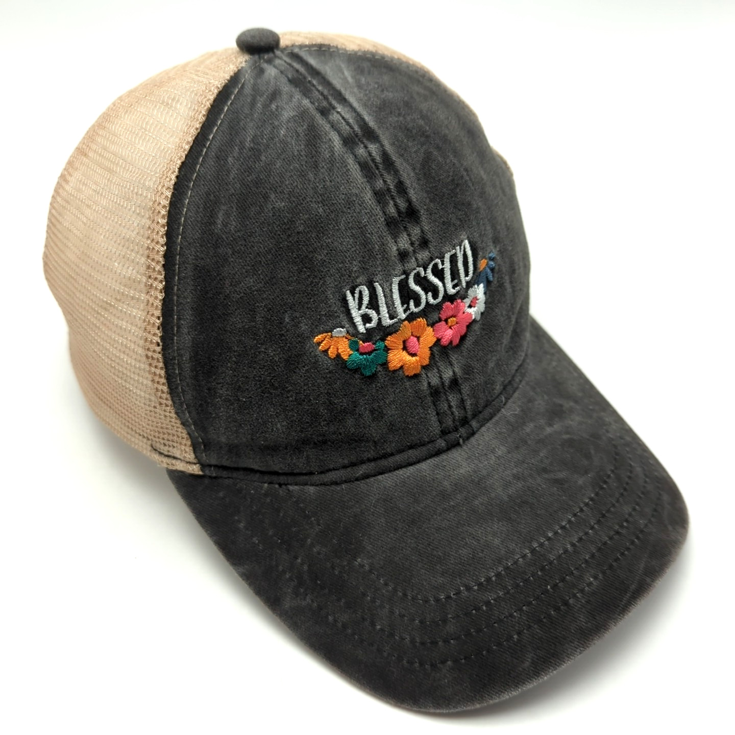 BLESSED hat gray beige adjustable snapback cap - … - image 1