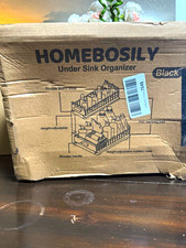 HOMEbosily 2-Pack 2-Tier Under Sink Pull-Out Sliding Organizer Black Metal