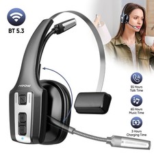 Mpow Trucker Bluetooth 5.3 Wireless Headset  Noise Cancelling Mic For Phones PC