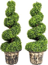 2x 120cm Artificial Peanut Spiral Topiary Trees in Pots Indoor Outdoor Decor New