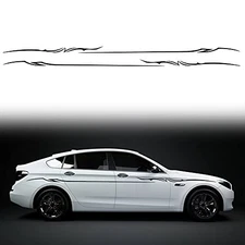 2Pcs 137.7'' Universal Stripe Graphics Car Auto Body Side Sticker Line Black