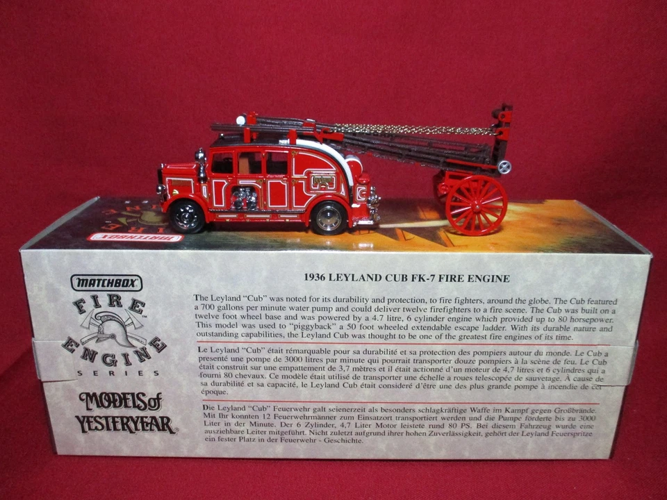 1:43 1936 Leyland Cub FK-7 Fire Engine Truck Matchbox Models of Yesteryear MIB - Image 2 of 4