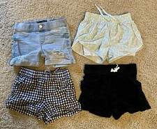 Girls' Shorts Lot Denim, Gingham, Athletic, Black, Light Blue, 4 Pack