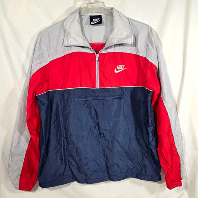 Vintage Nike  Windbreaker 1/2 Zip Pullover Jacket Color Block Blue Tag 80s L VGC
