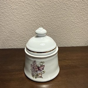 Vintage Gresham Flower Fairies ceramic storage jar with a lid