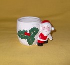 VINTAGE CHRISTMAS HOLLY SANTA with BAG CUP FIGURINE JAPAN PARMA by AAI — photo 1